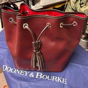 Dooney & Bourke Pebble Grain Tasha Drawstring Bordeaux Color Shoulder Bag